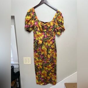 Adelyn Rae Floral Sweetheart Midi Dress